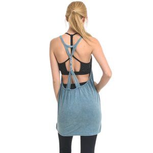 Mono B Braided Tank Top Sea foam Mineral Wash Teal SZ Small - Large NWT